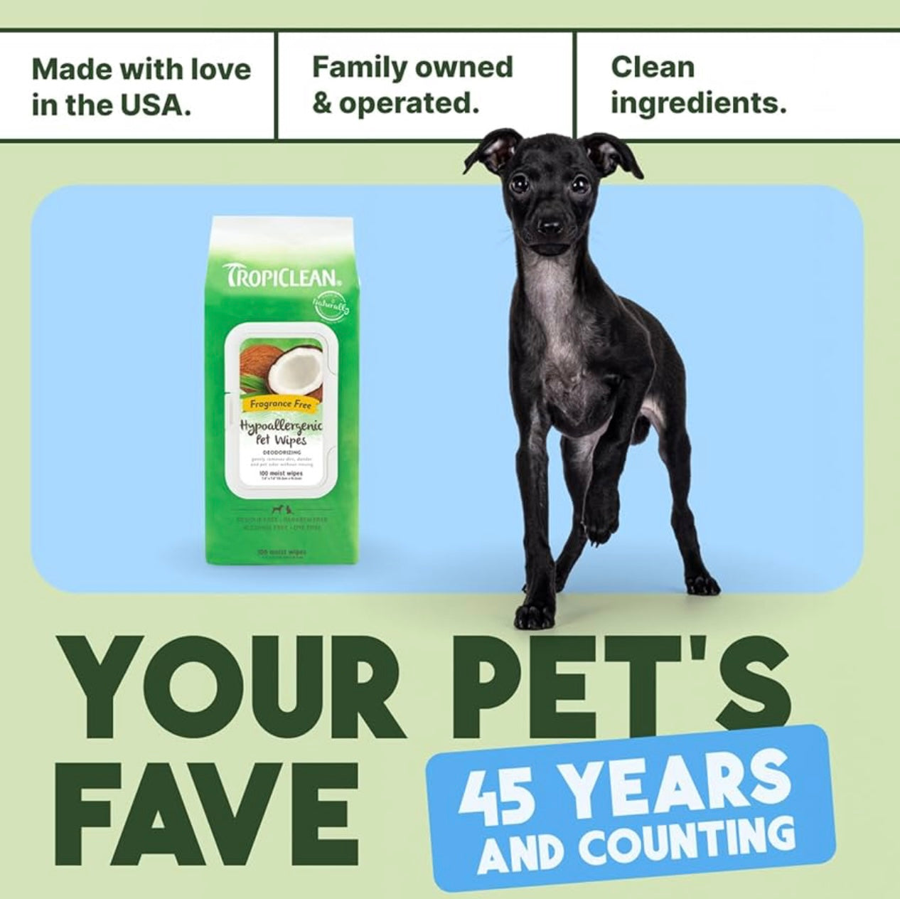 TropiClean Hypoallergenic Cleaning Pet Wipes