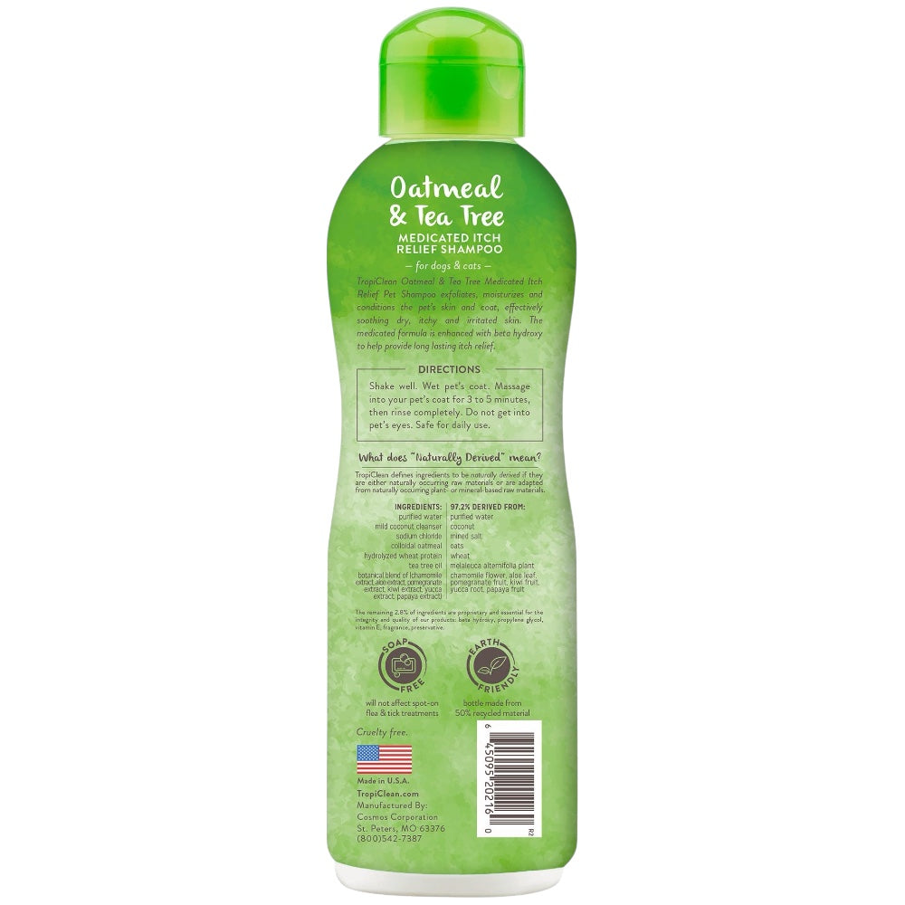 TropiClean Oatmeal & Tea Tree Medicated Itch Relief Shampoo for Pets