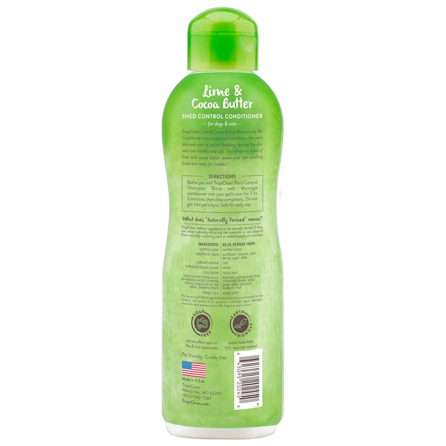 TropiClean Lime & Cocoa Butter Shed Control Conditioner for Pets