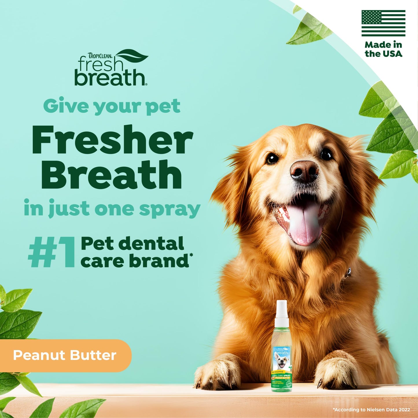 TropiClean Fresh Breath Peanut Butter Oral Care Spray for Pets