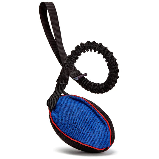 FDT Multi-Color French Linen Football Dog Toy with Bungee Handle