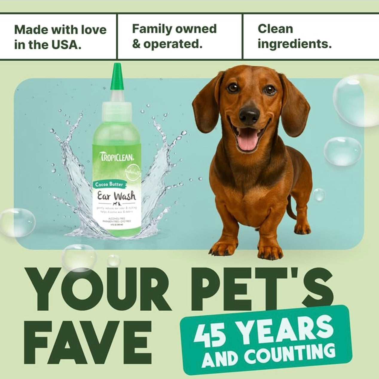 TropiClean Alcohol-Free Ear Wash for Dogs & Cats