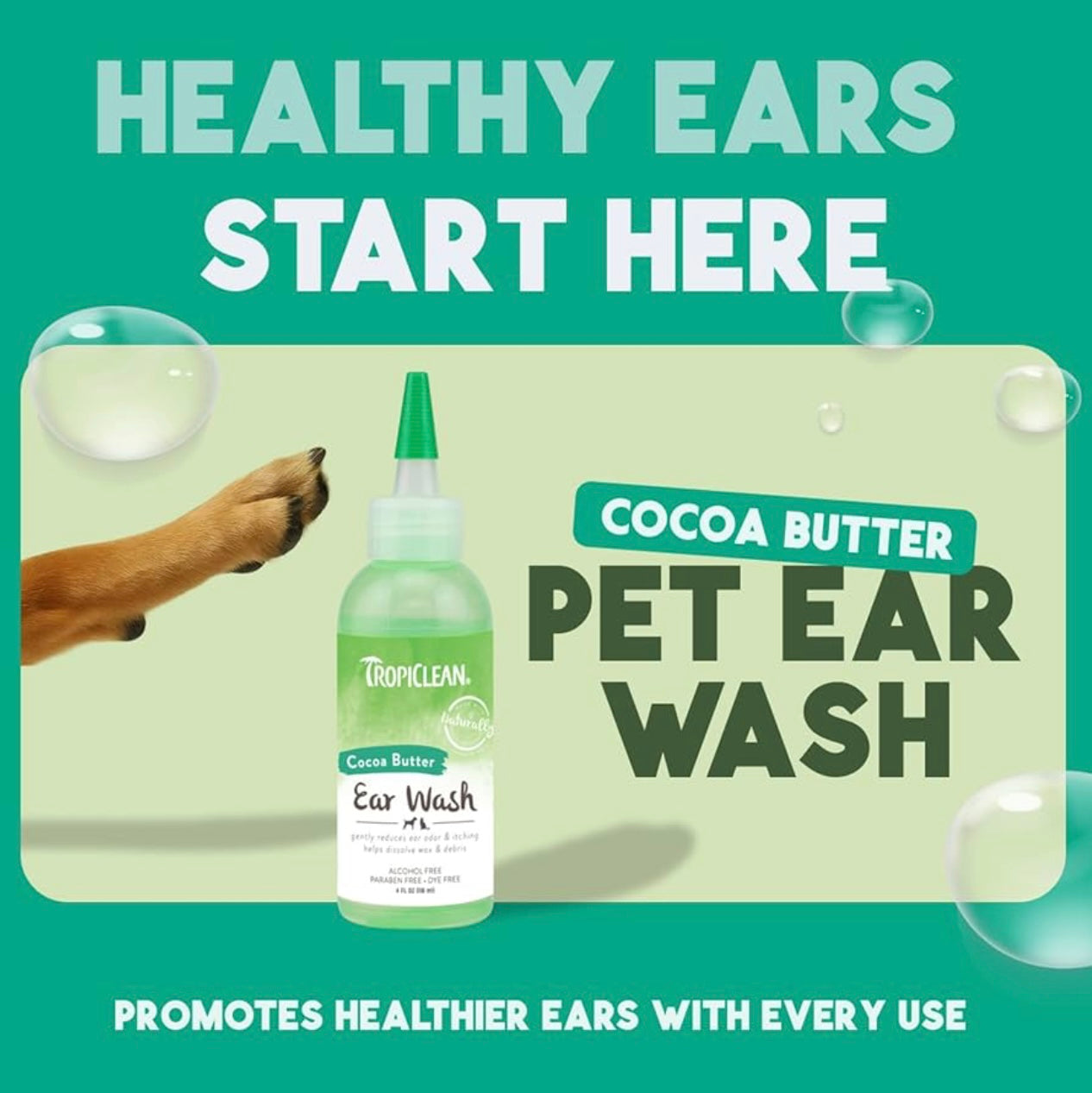 TropiClean Alcohol-Free Ear Wash for Dogs & Cats