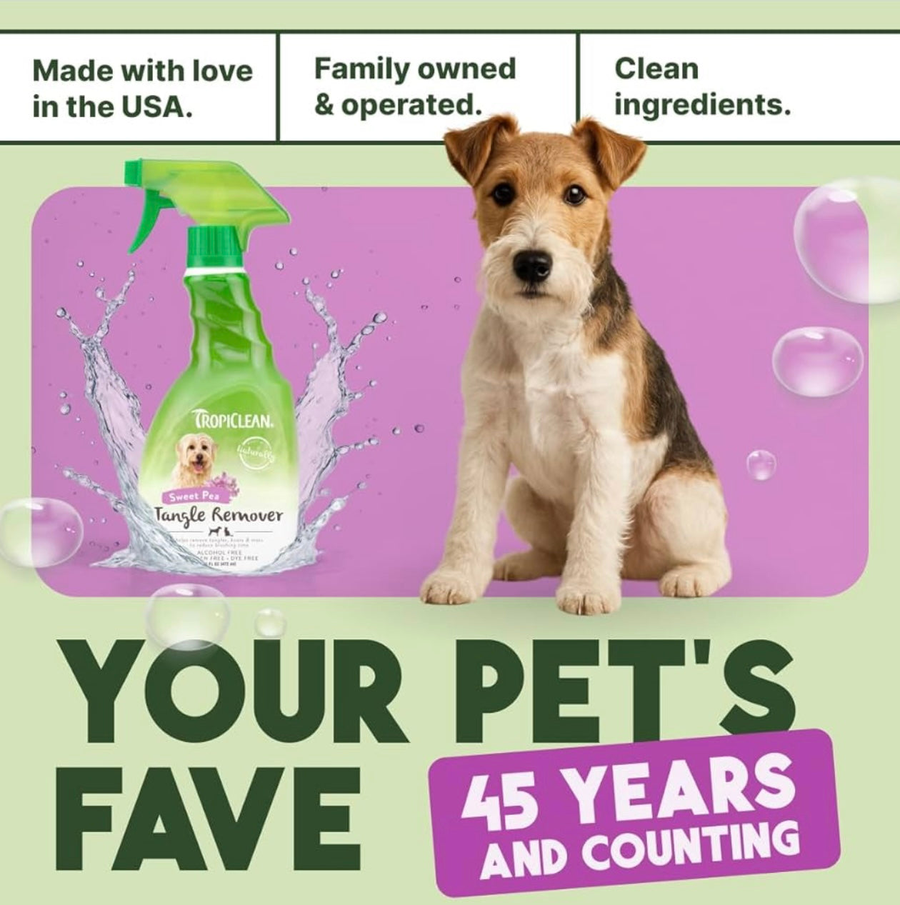 TropiClean Sweet Pea Tangle Remover Spray for Dogs & Cats