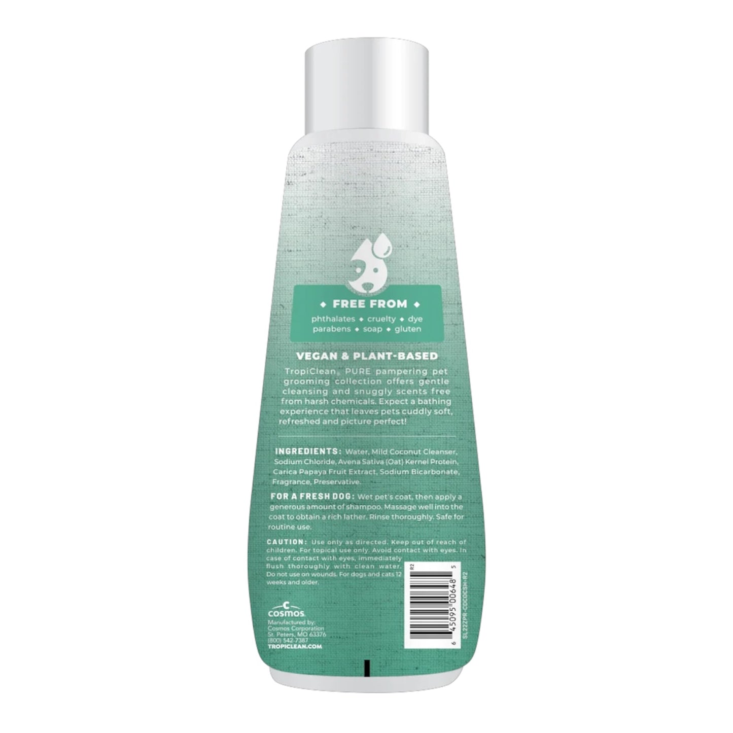 TropiClean PURE Cuddly Clean Odor Control Plant-Based Dog Shampoo