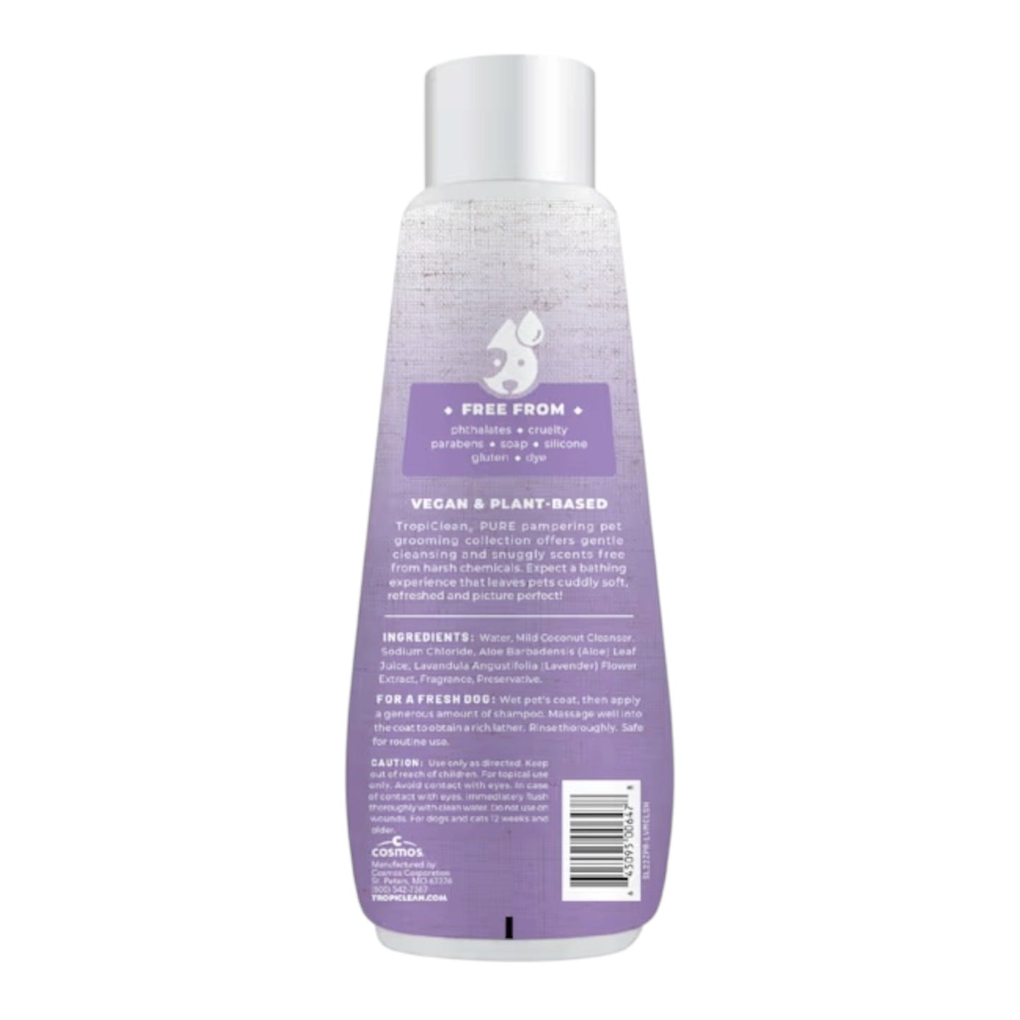 TropiClean PURE Lavender Mist Calming Plant-Based Pet Shampoo