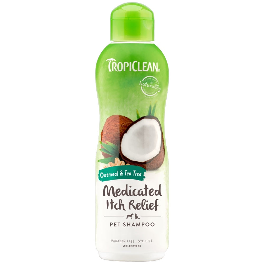 TropiClean Oatmeal & Tea Tree Medicated Itch Relief Shampoo for Pets