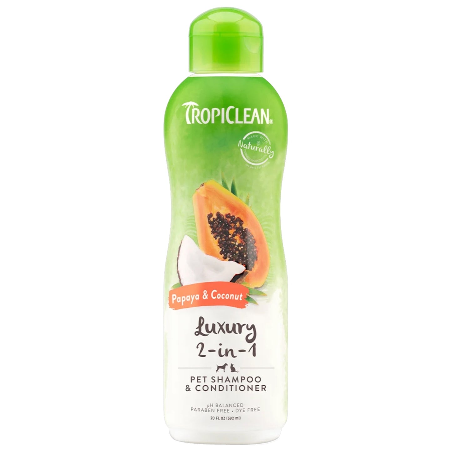 TropiClean Papaya & Coconut 2-In-1 Shampoo and Conditioner for Pets