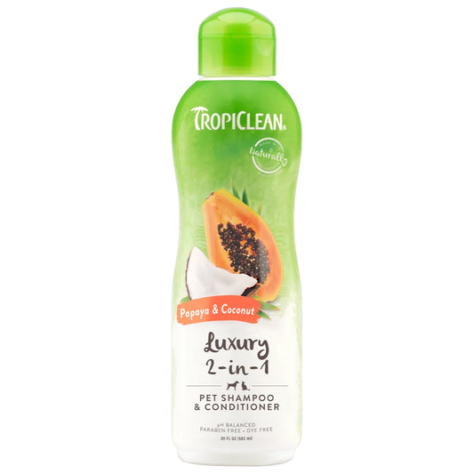 TropiClean Papaya & Coconut 2-In-1 Shampoo and Conditioner for Pets