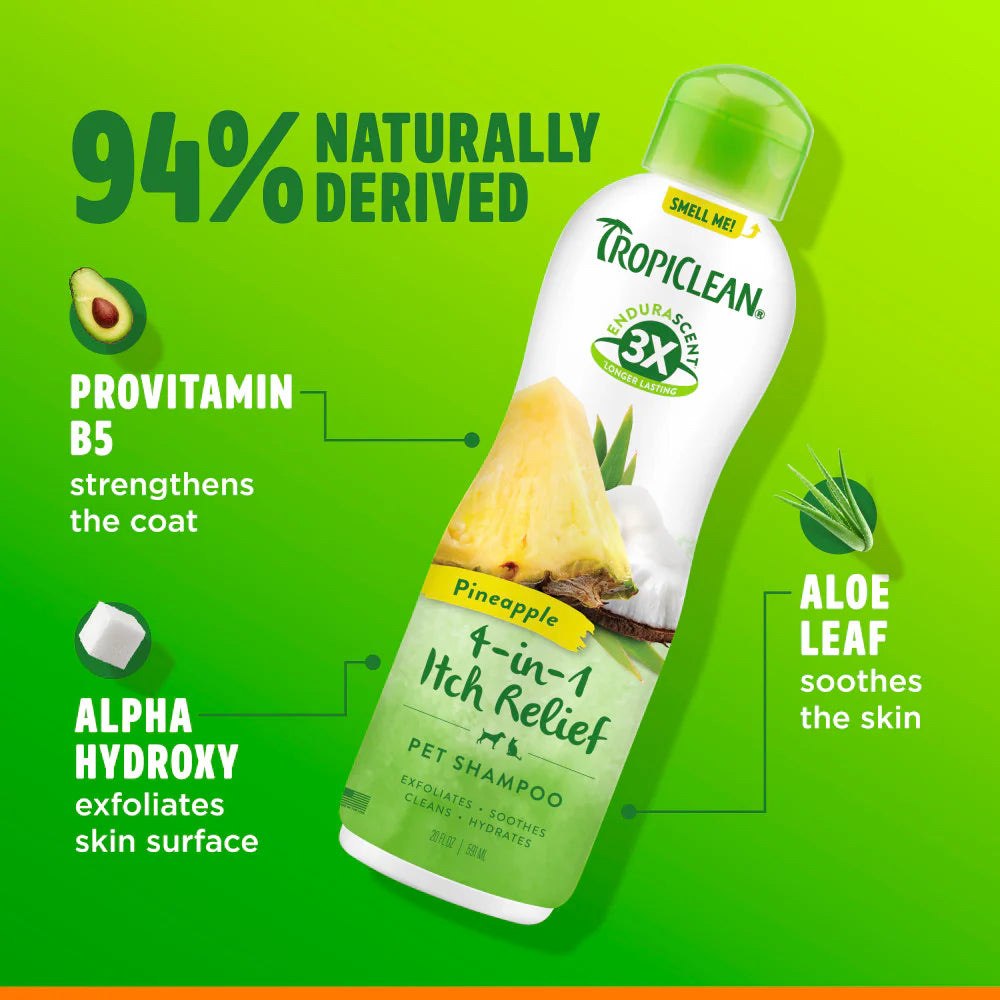 TropiClean EnduraScent™ Pineapple Itch Relief Pet Shampoo