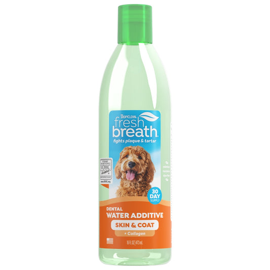 TropiClean Fresh Breath Oral Care Water Additive Plus Skin & Coat for Pets