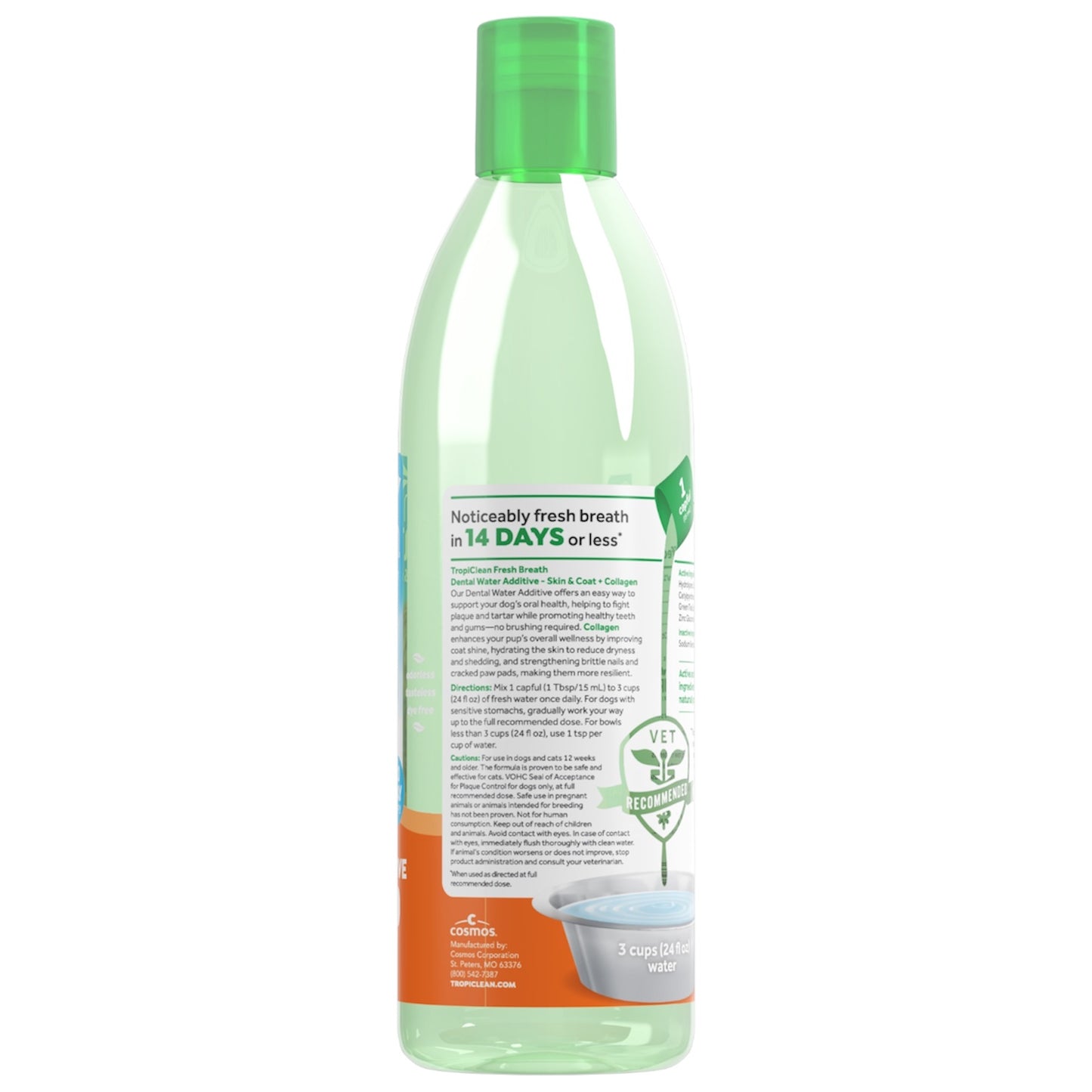 TropiClean Fresh Breath Oral Care Water Additive Plus Skin & Coat for Pets