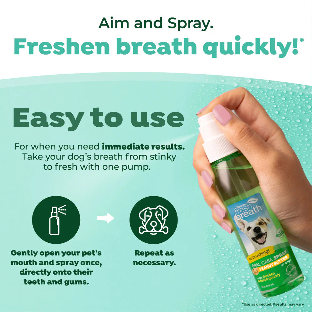 TropiClean Fresh Breath Peanut Butter Oral Care Spray for Pets