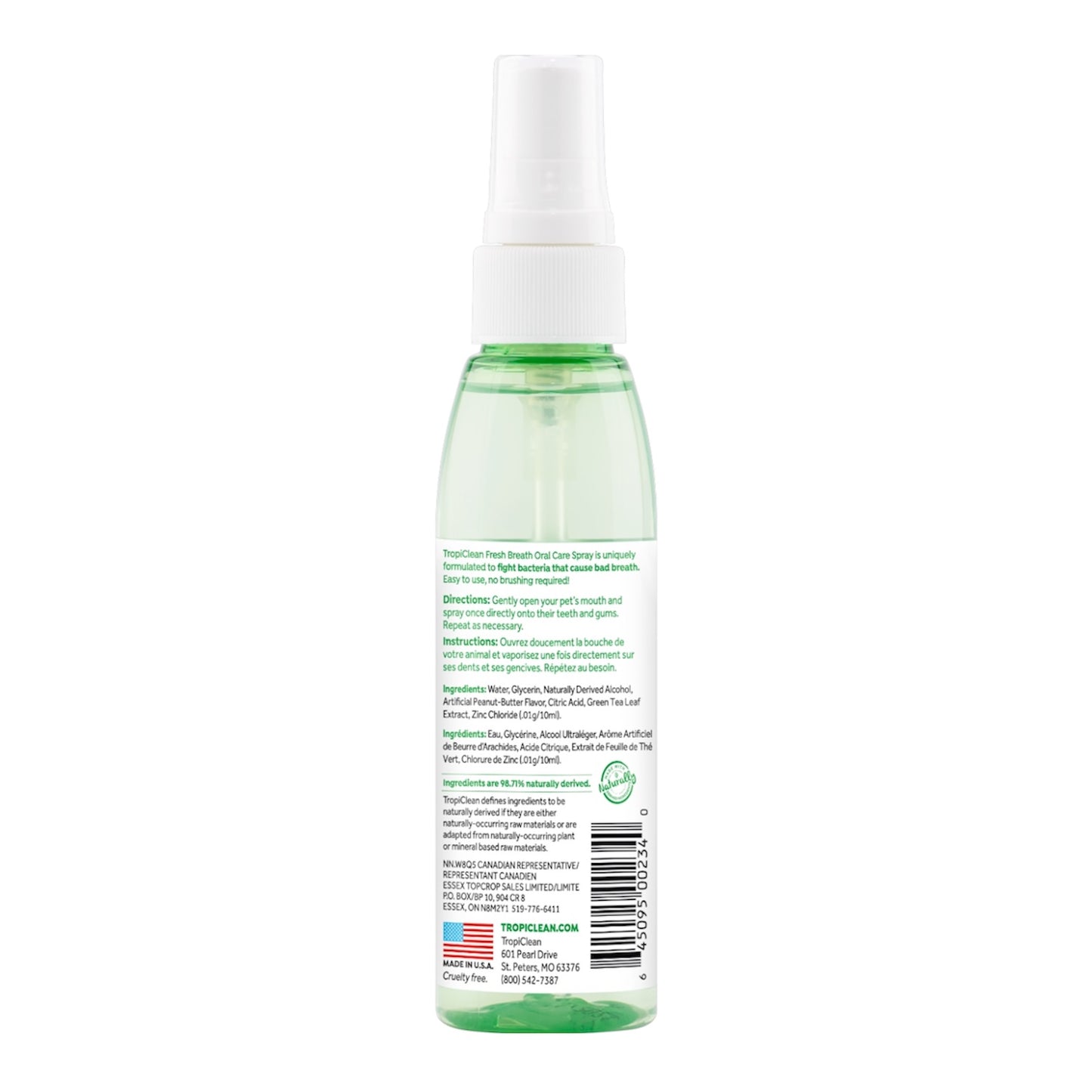 TropiClean Fresh Breath Peanut Butter Oral Care Spray for Pets
