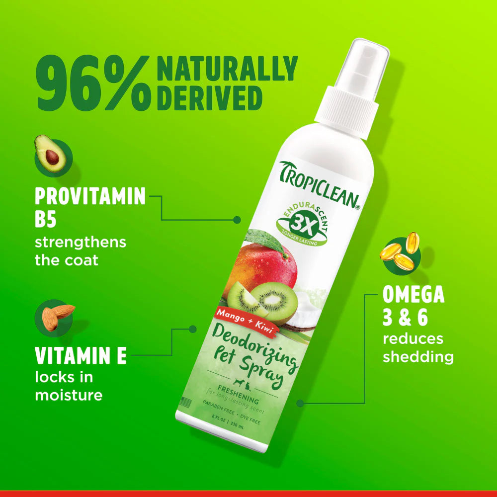 TropiClean EnduraScent Mango Kiwi Pet Deodorizing Spray