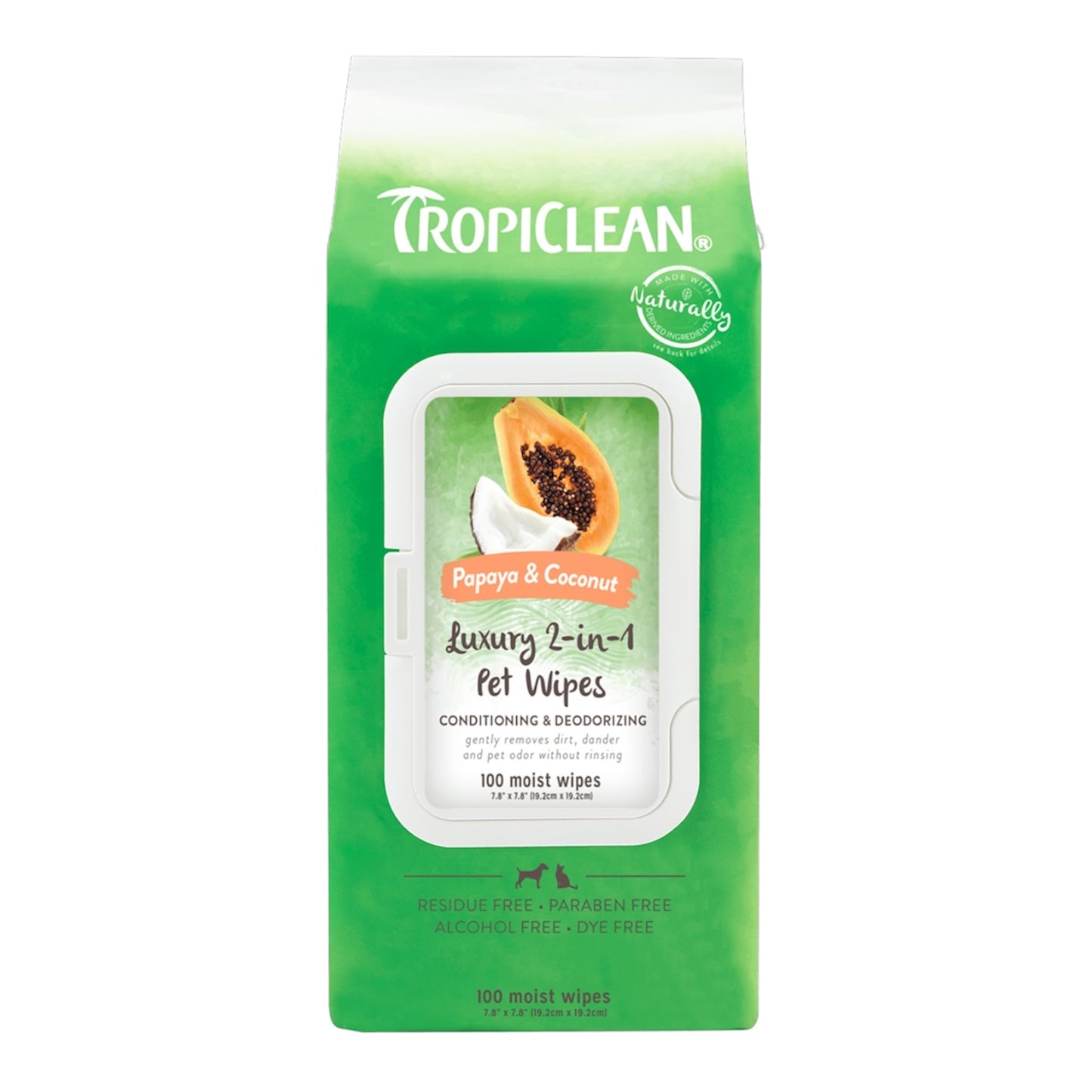 TropiClean Papaya & Coconut Luxury 2-In-1 Pet Wipes