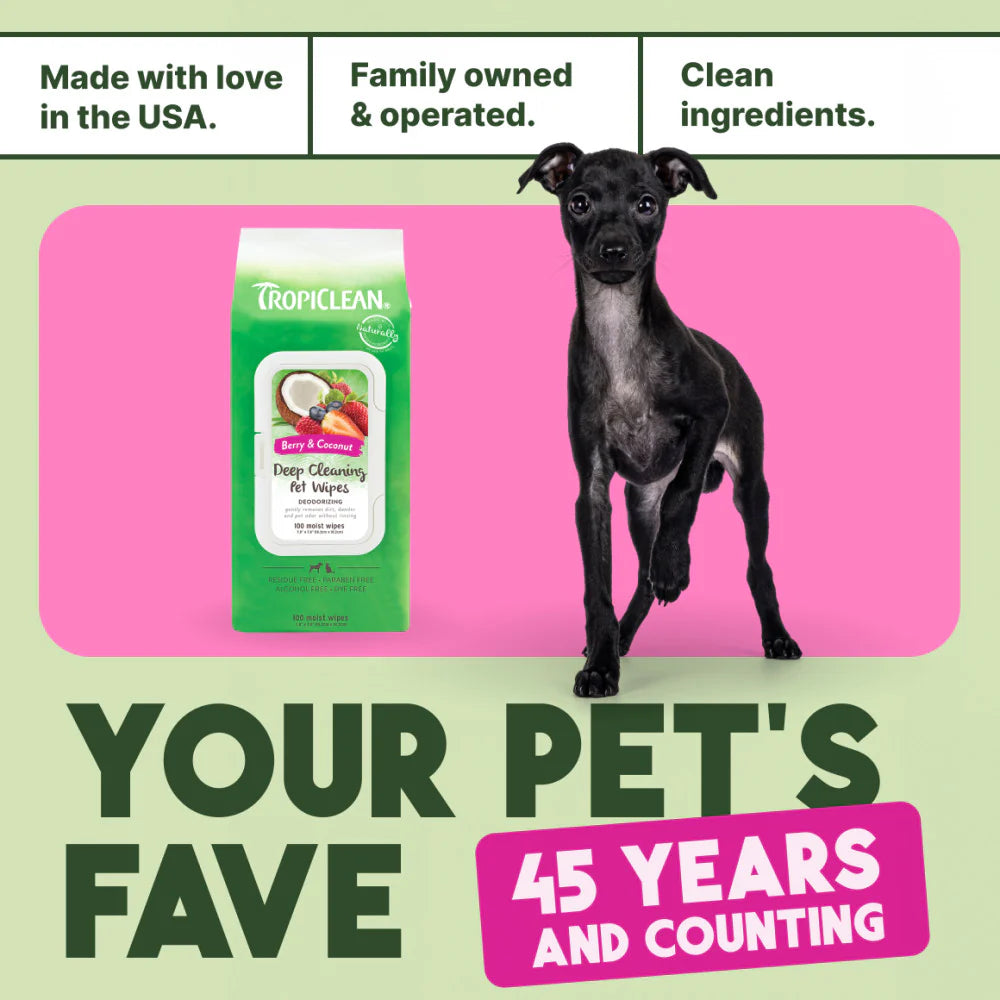 TropiClean Berry & Coconut Deep Cleaning Pet Wipes