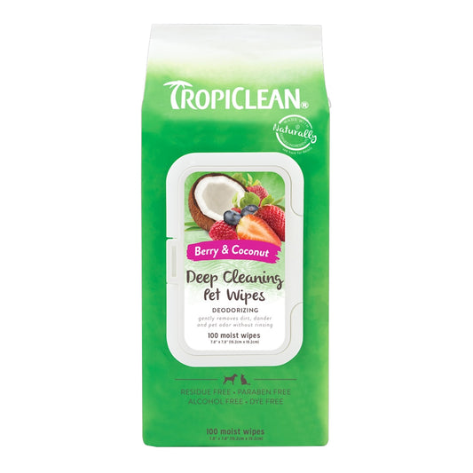 TropiClean Berry & Coconut Deep Cleaning Pet Wipes