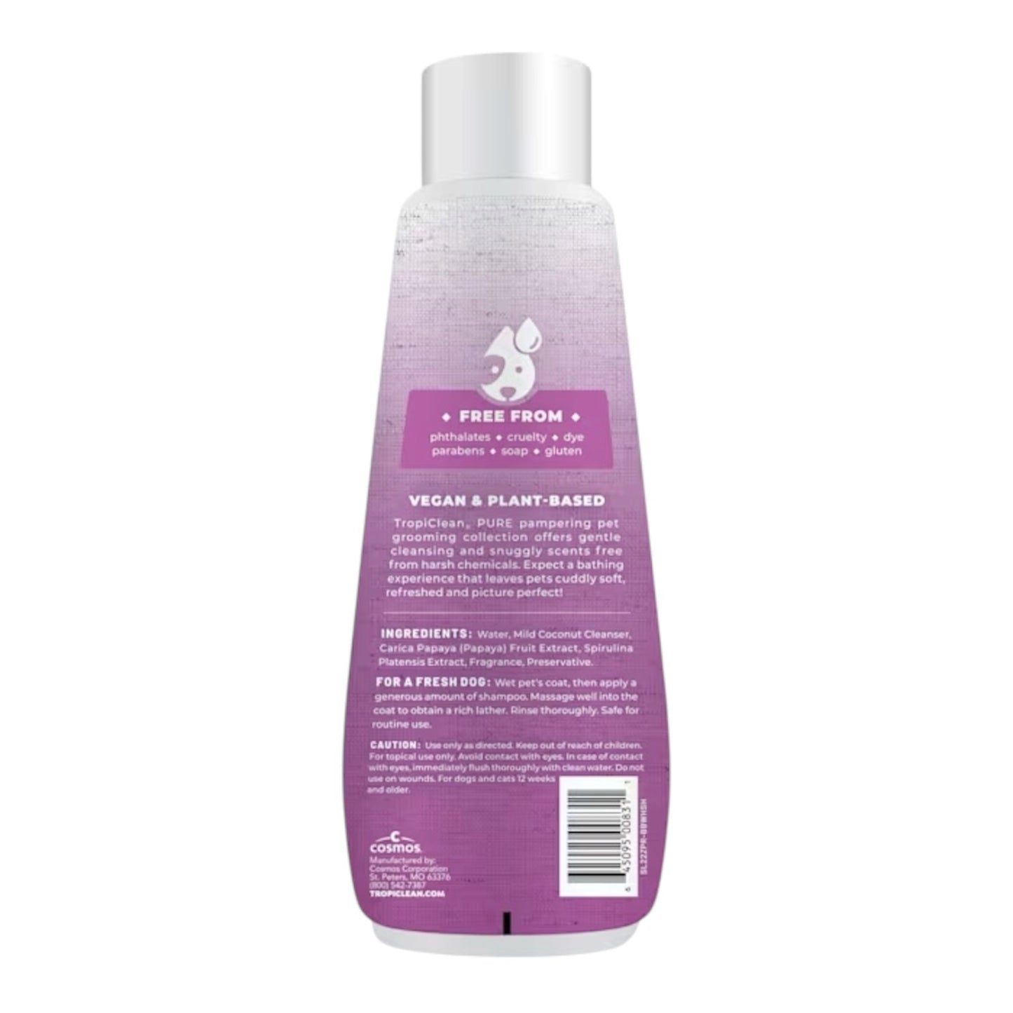 TropiClean PURE Brightening Bliss Whitening Plant-Based Dog Shampoo