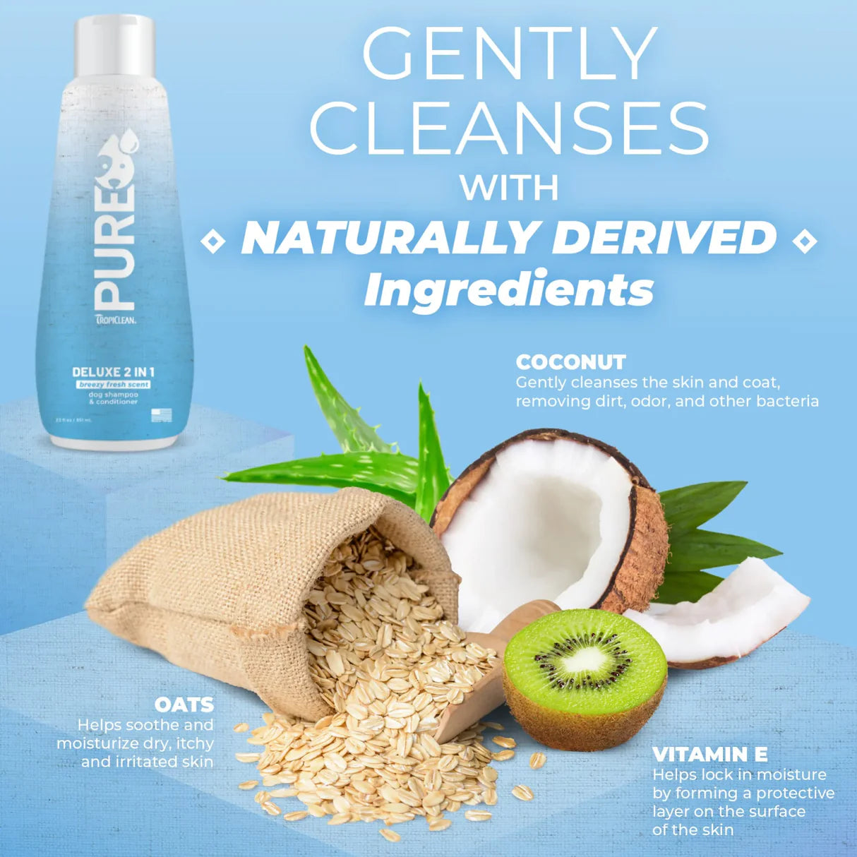 TropiClean PURE Breezy Fresh Deluxe 2-In-1 Plant-Based Dog Shampoo
