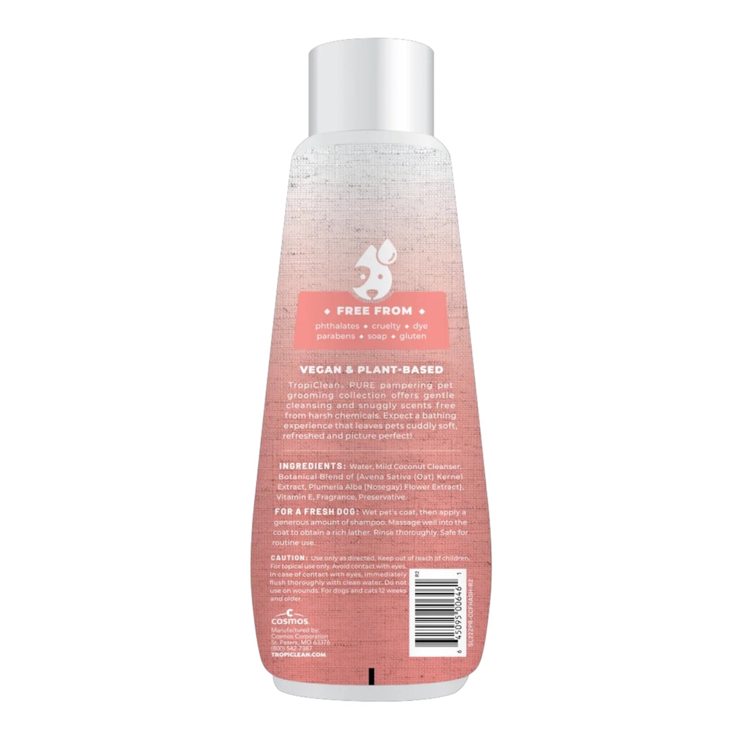 TropiClean PURE Crisp & Clean Fresh Hypoallergenic Plant-Based Dog Shampoo